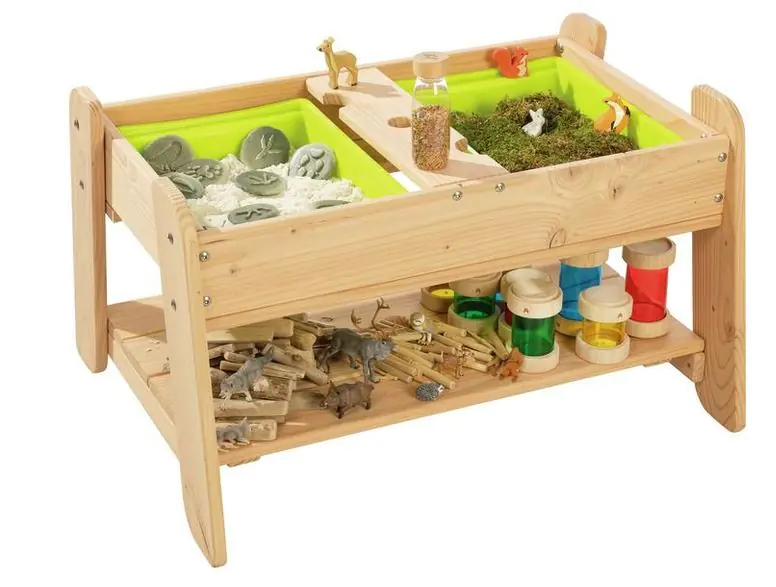 Montessori-Tisch B/H/T 84 x 50 x 67 cm Sensorik Set Natur, inklusive Zubehör