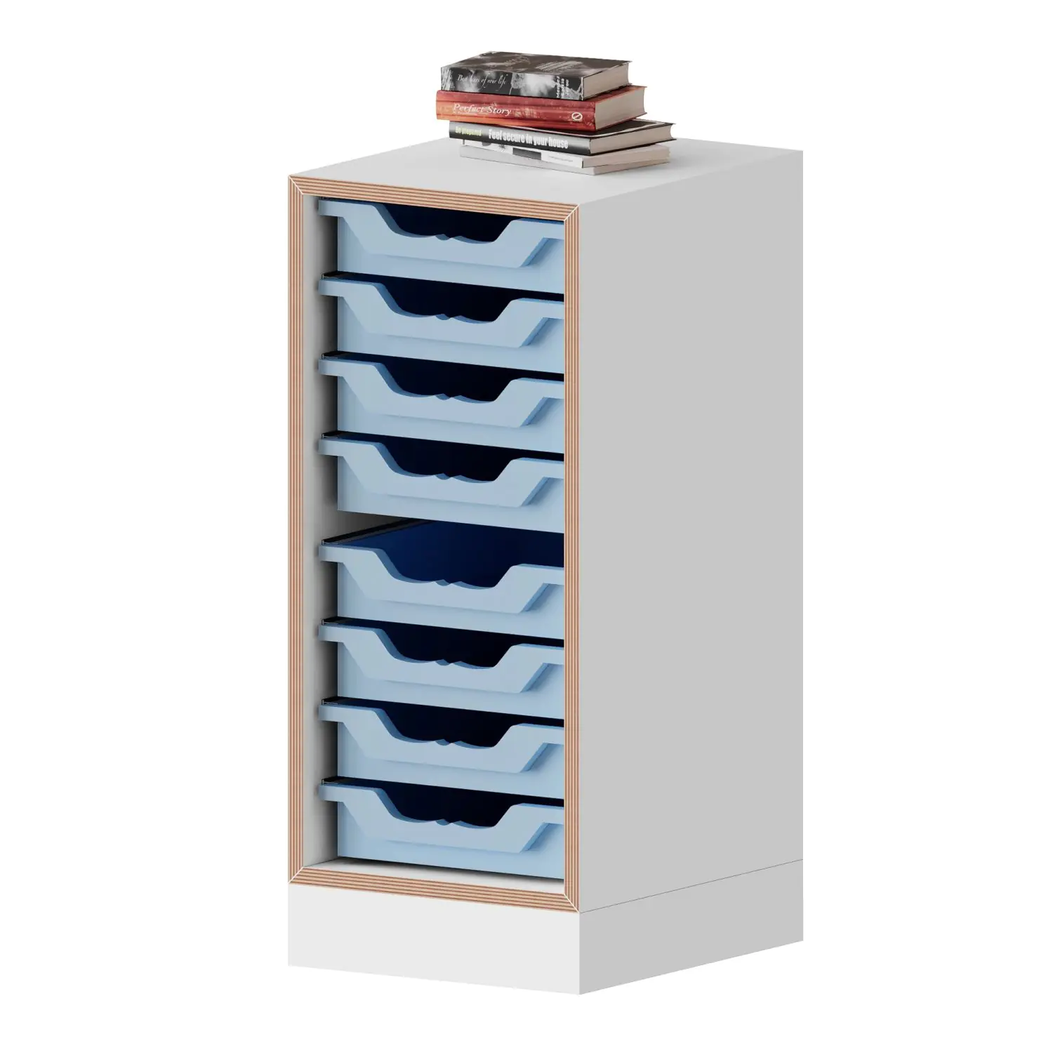 qickly® Regal, 2 OH, 8 kleine Ergo Tray Boxen, B/H/T: 36x74,3x42,6 cm aus der Kategorie Regale Schnelllieferprogramm