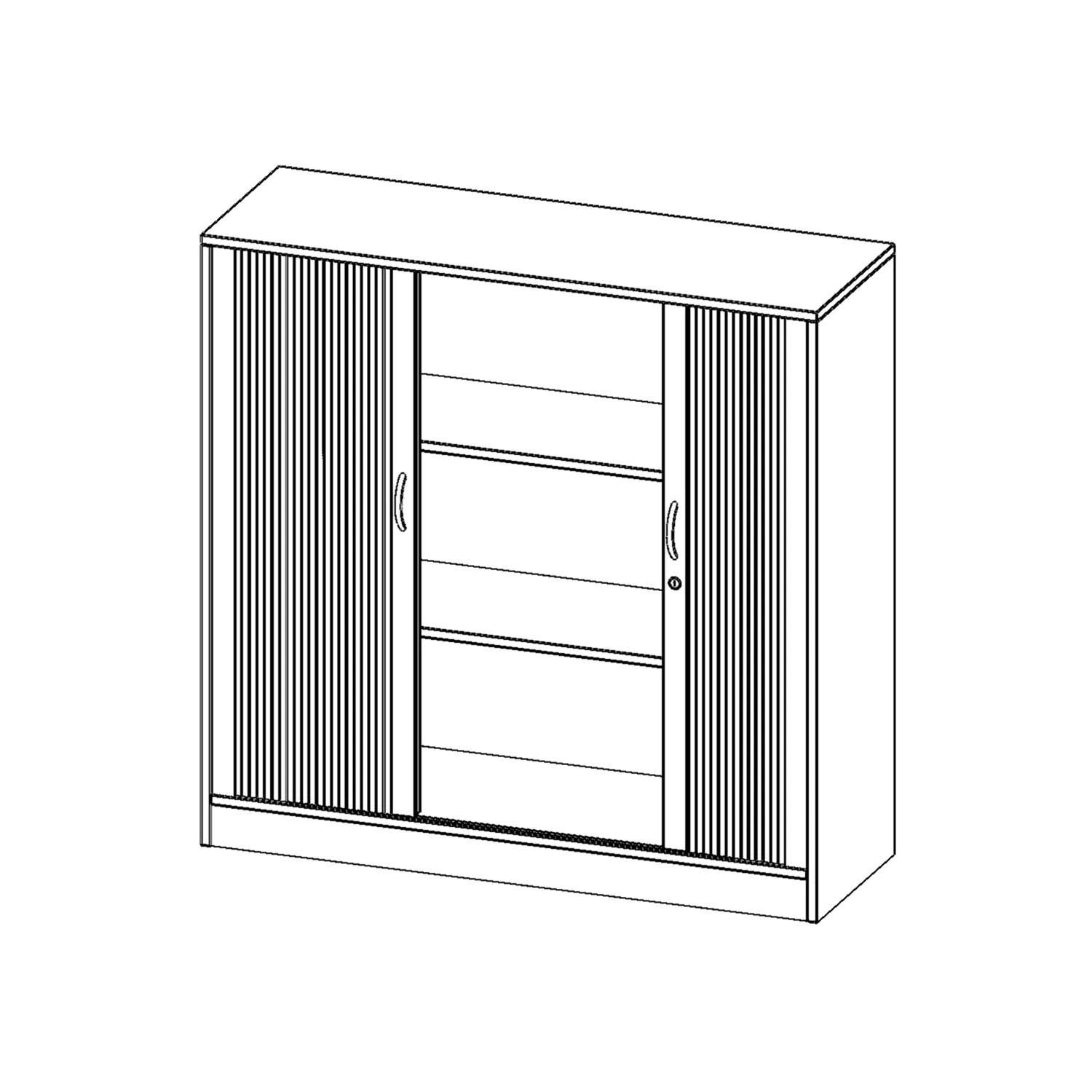 Schrank mit Rollo, 3 OH, Querrolladen, abschließbar, B/H/T 120x118x60cm aus der Kategorie Schränke allgemein