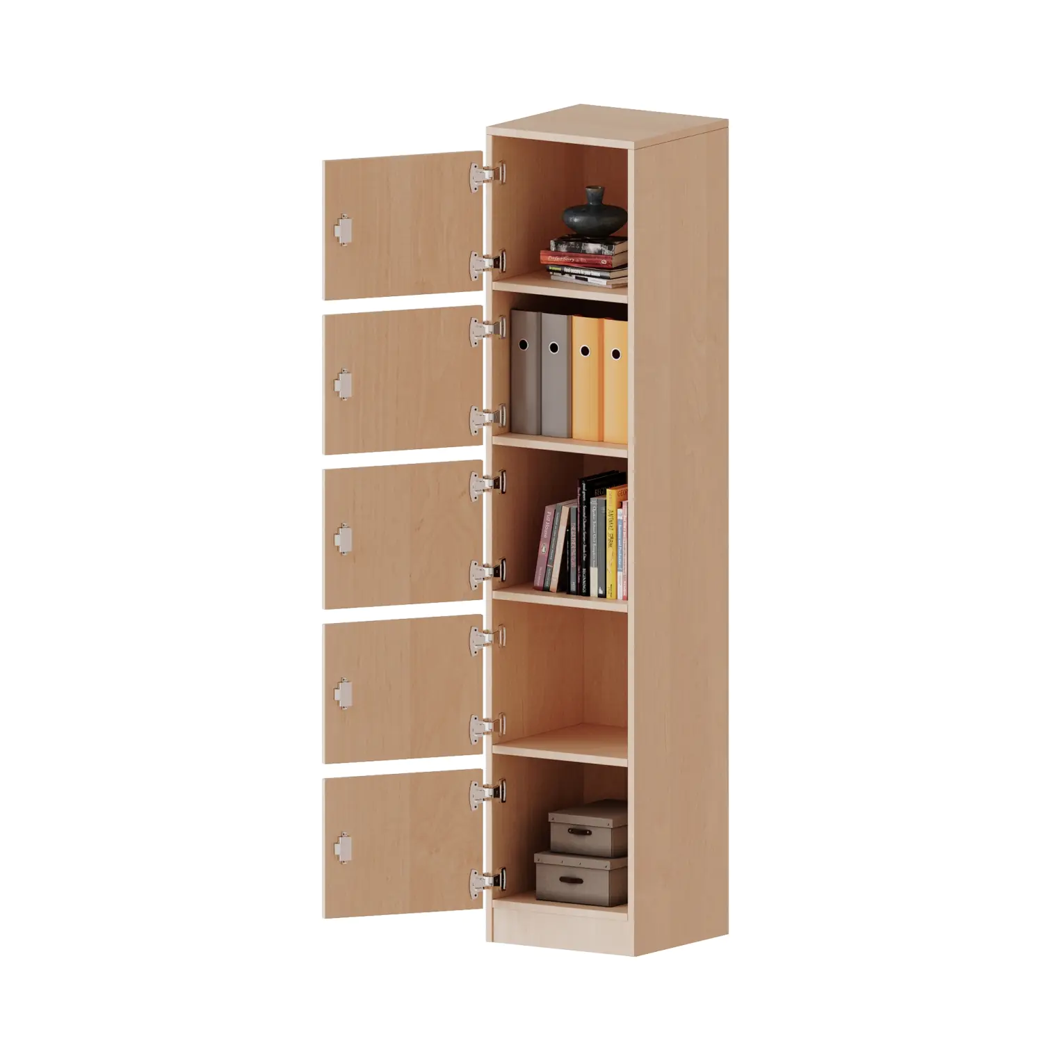 Schließfachschrank, 5 OH, 5 Schließfächer, mit Briefschlitz, links, B/H/T 40,5x190x40cm aus der Kategorie Schließfachschränke
