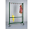 Garderobenständer, fahrbar, Höhe 190 cm, 120 cm breit, 18 Haken, Schirmhalter, aus der Kategorie Garderobenständer