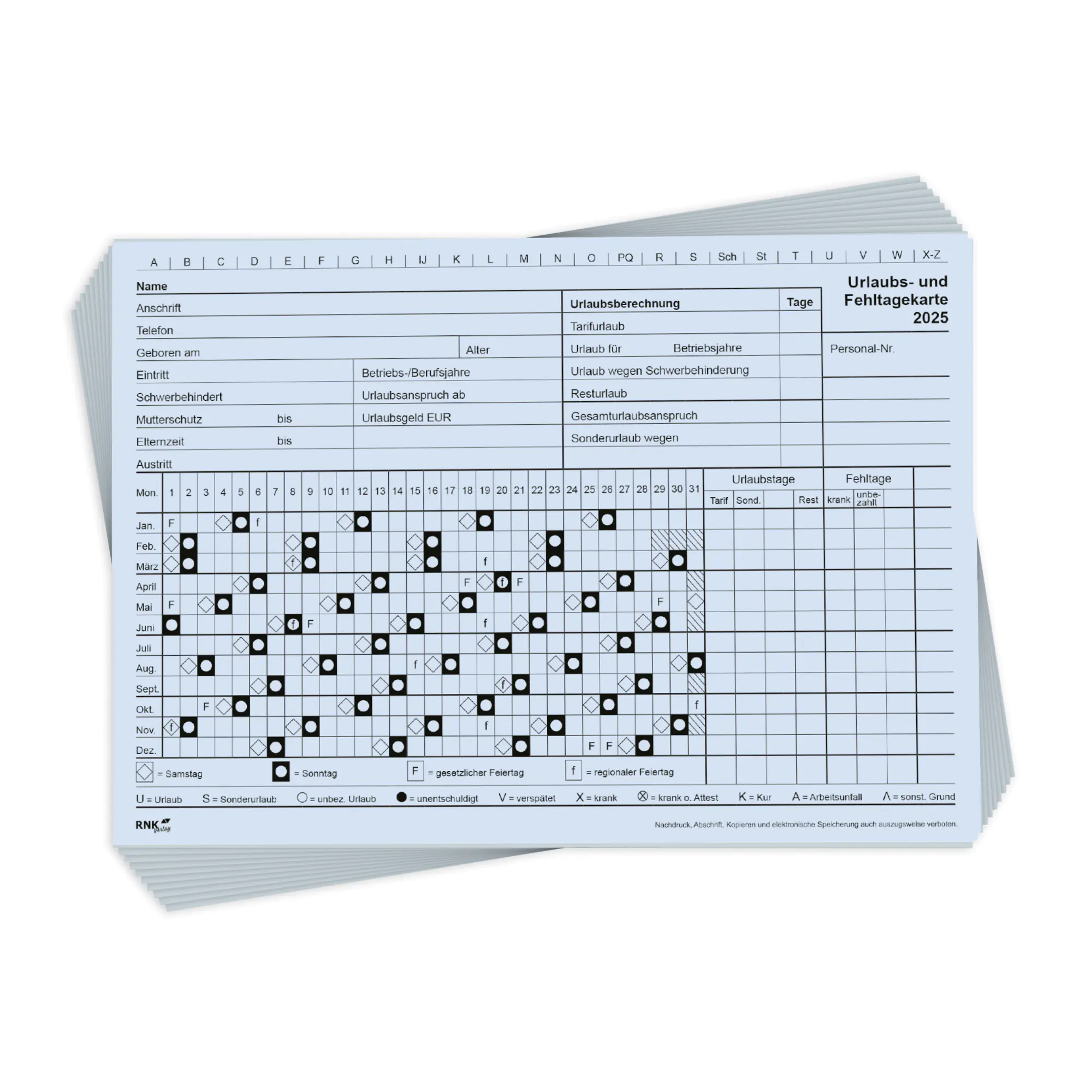 RNK Urlaubskarte 2025 A5 10St aus der Kategorie Tischkalender