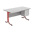 Lehrertisch, 130x65 cm (B/T), 76 cm hoch, Platte: Melamin, ABS-Kante