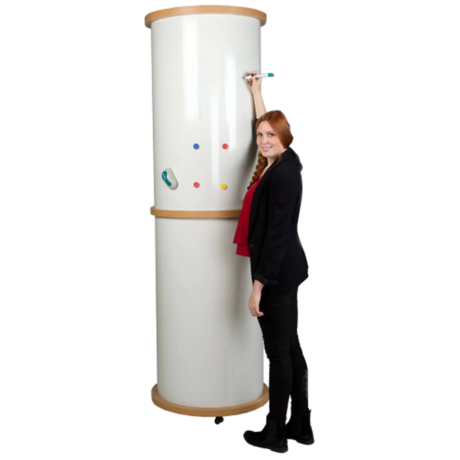 Infosäule fahrbar, Höhe 190 cm, Durchmesser 60 cm, Whiteboard-Oberfläche,magnethaftend aus der Kategorie Infosäulen