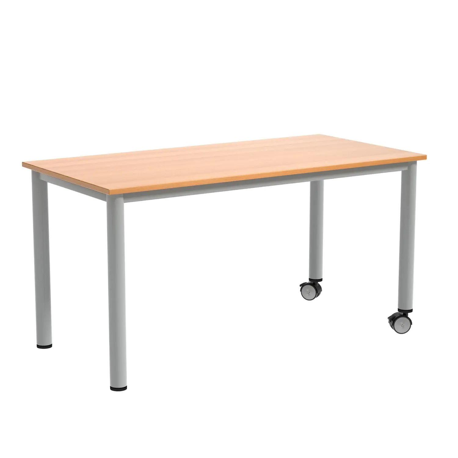 Rechtecktisch, 140x70 cm (B/T), Höhe wählbar, fahrbar (2 Füße mit Rollen),