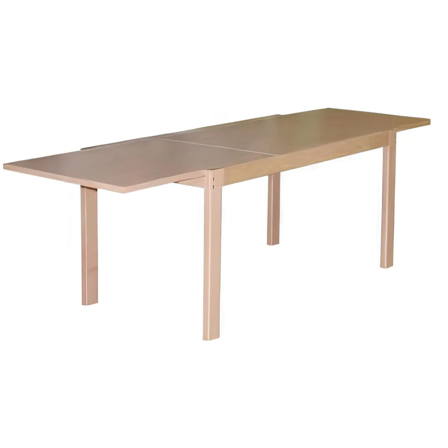 Ausziehtisch mit einem Buche Massivholzgestell, 160 x 80 cm ausziehbar auf 260 x 80 cm aus der Kategorie Rechtecktische