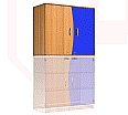 Wellentüren-Aufsatzschrank, 91 cm hoch, 105x50 cm (B/T), Tür rechts alpensee,
