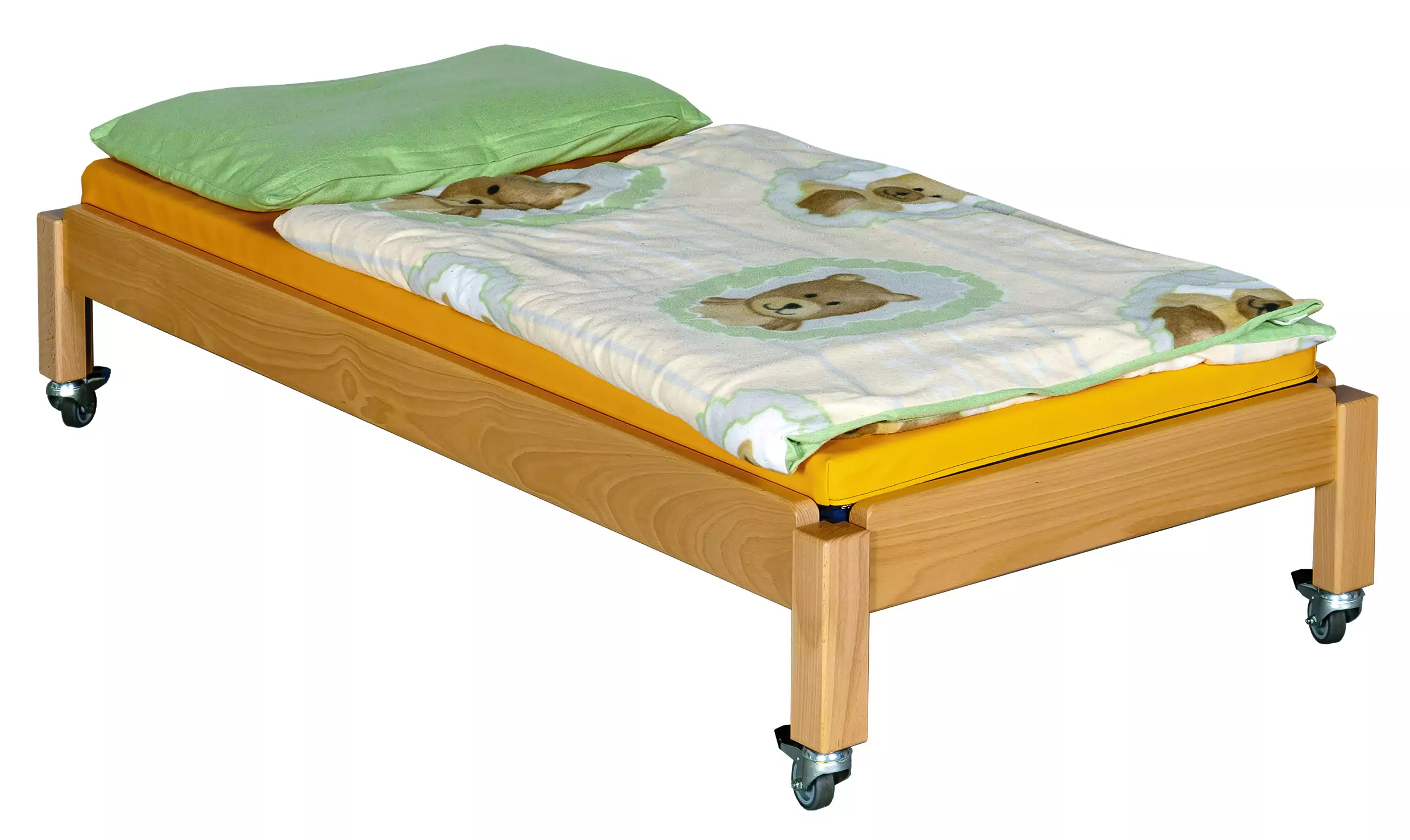 Stapelliege aus Massivholz, fahrbar für Matratze 140 x 60 cm aus der Kategorie Liegen