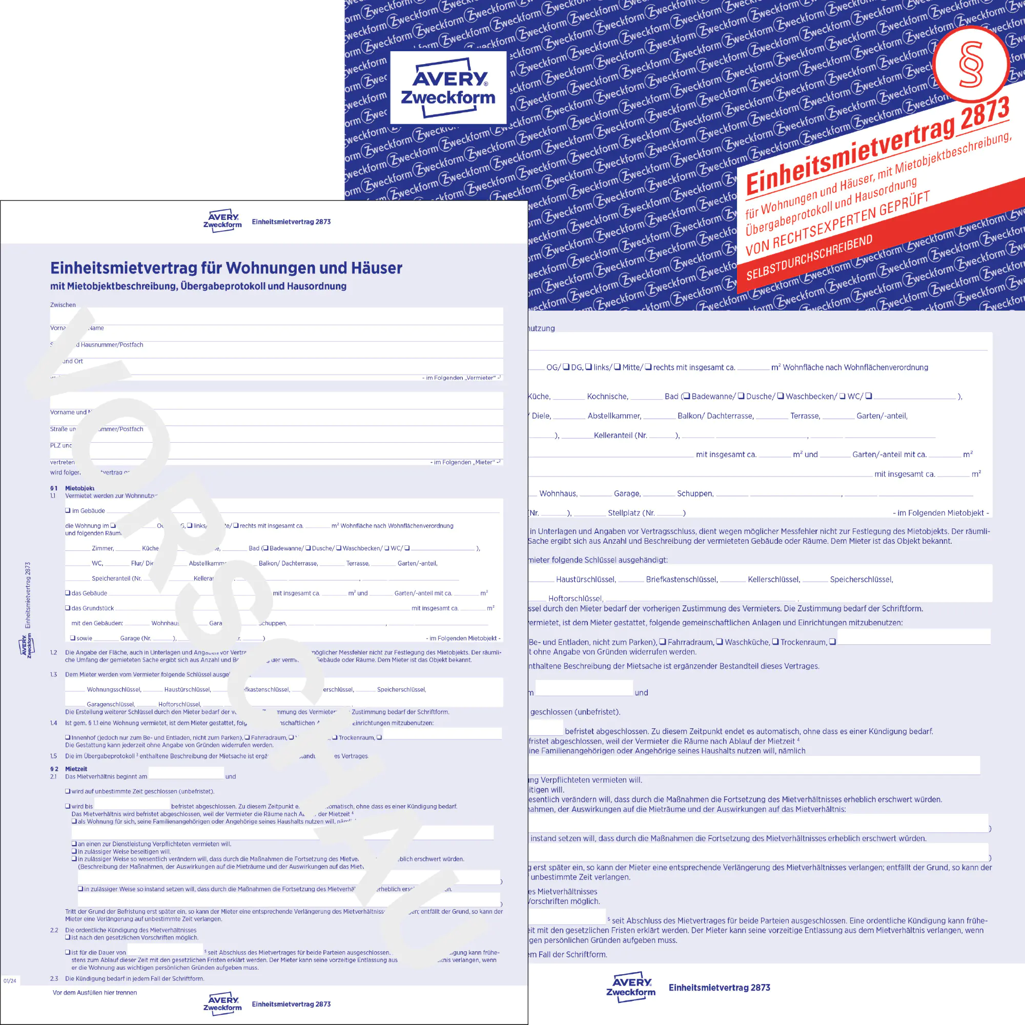Avery Zweckf. Mietvertrag A4 2x4Blatt 5 St. aus der Kategorie Verträge