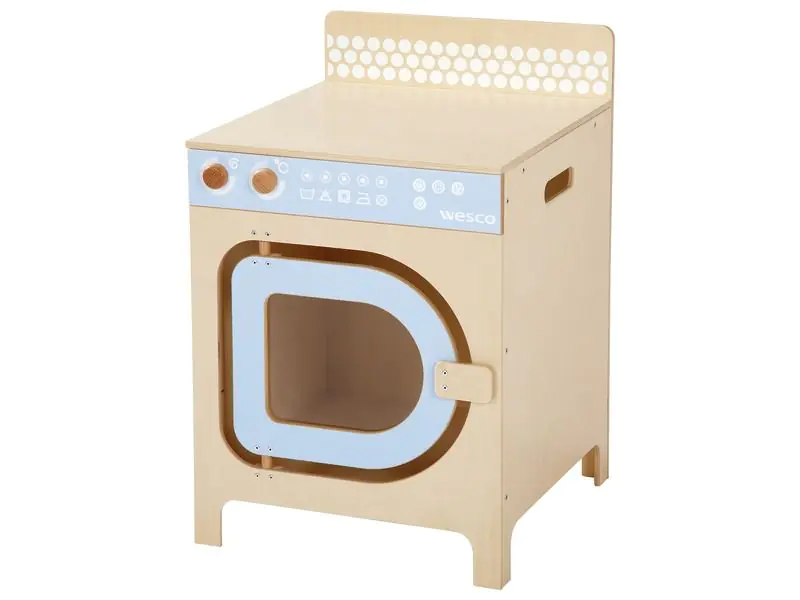 Waschmaschine, Sperrholz lackiert Front Farbe hellblau