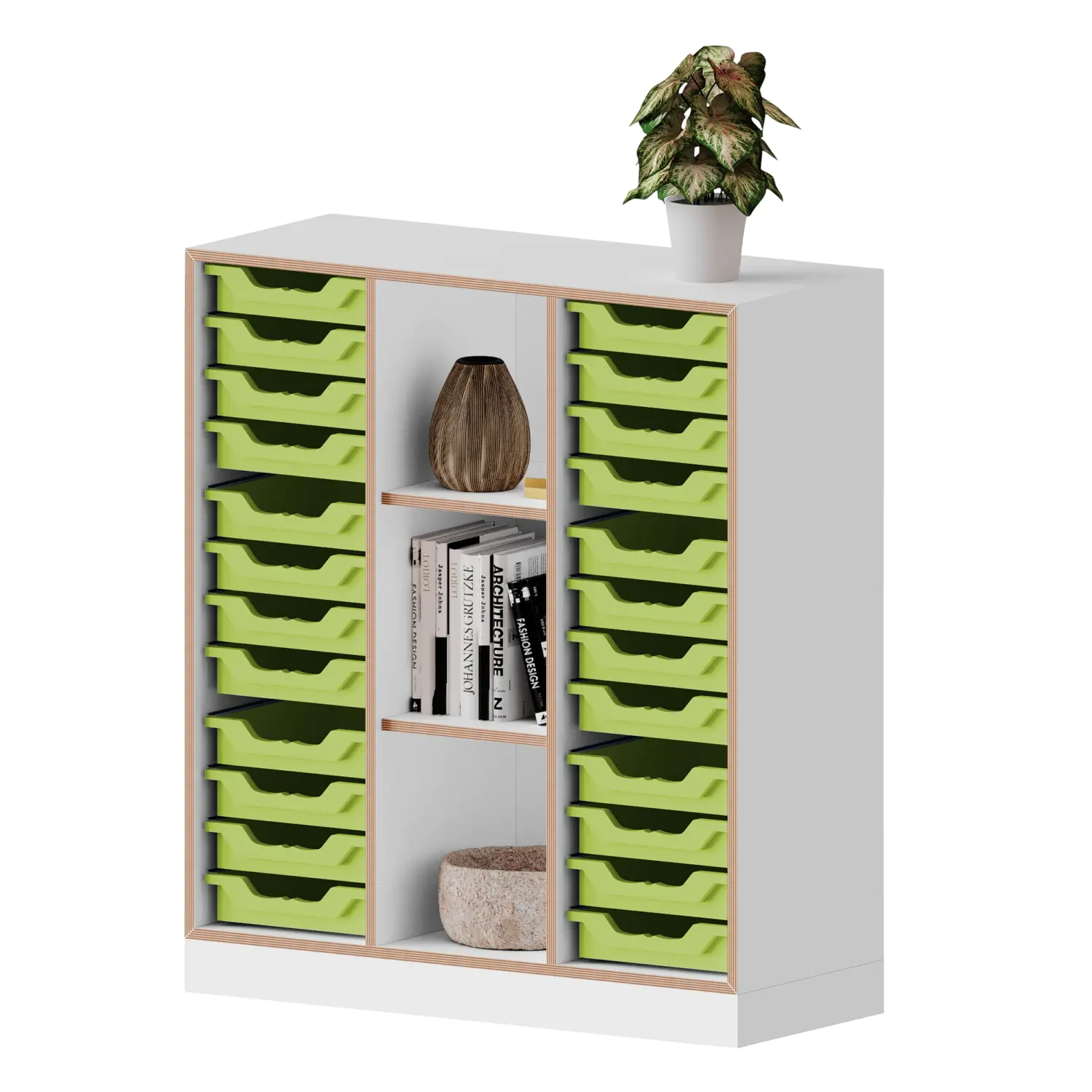 qickly® Regal, 3 OH, 24 kleine Ergo Tray Boxen, B/H/T: 104,2x110,5x42,6 cm aus der Kategorie Regale Schnelllieferprogramm