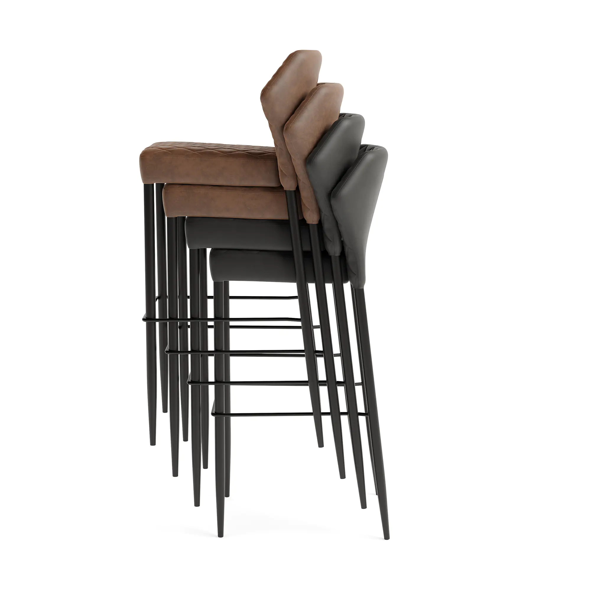 FEROS Barstuhl Louis Kunstleder schwarz 2St aus der Kategorie Hocker