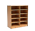 Klassenraumregal,  98 cm hoch,  94x40 cm (B/T), 10 Fächer, 2-spaltig aus der Kategorie Klassenraumregale HOLZ