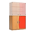Wellentüren-Unterschrank, 99 cm hoch, 105x50 cm (B/T), Tür rechts rot,