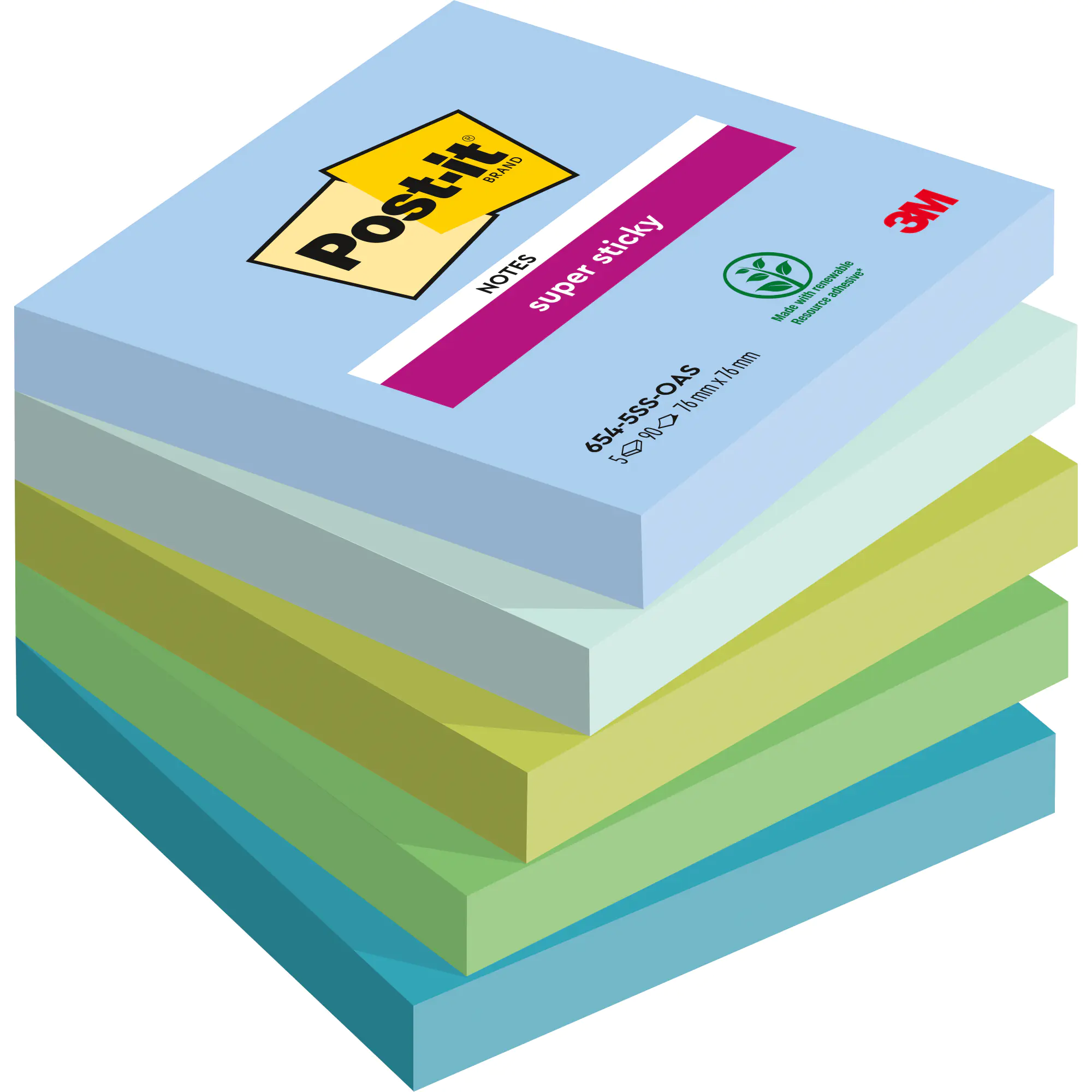 Post-it Haftnotiz 76x76mm sort 5x90Bl aus der Kategorie Haftnotizen & Notizzette