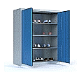 Schuhschrank aus Stahl, 150 cm hoch, 120x50 cm (BxT), Dreh-Türen, aus der Kategorie Garderoben für Schuhe