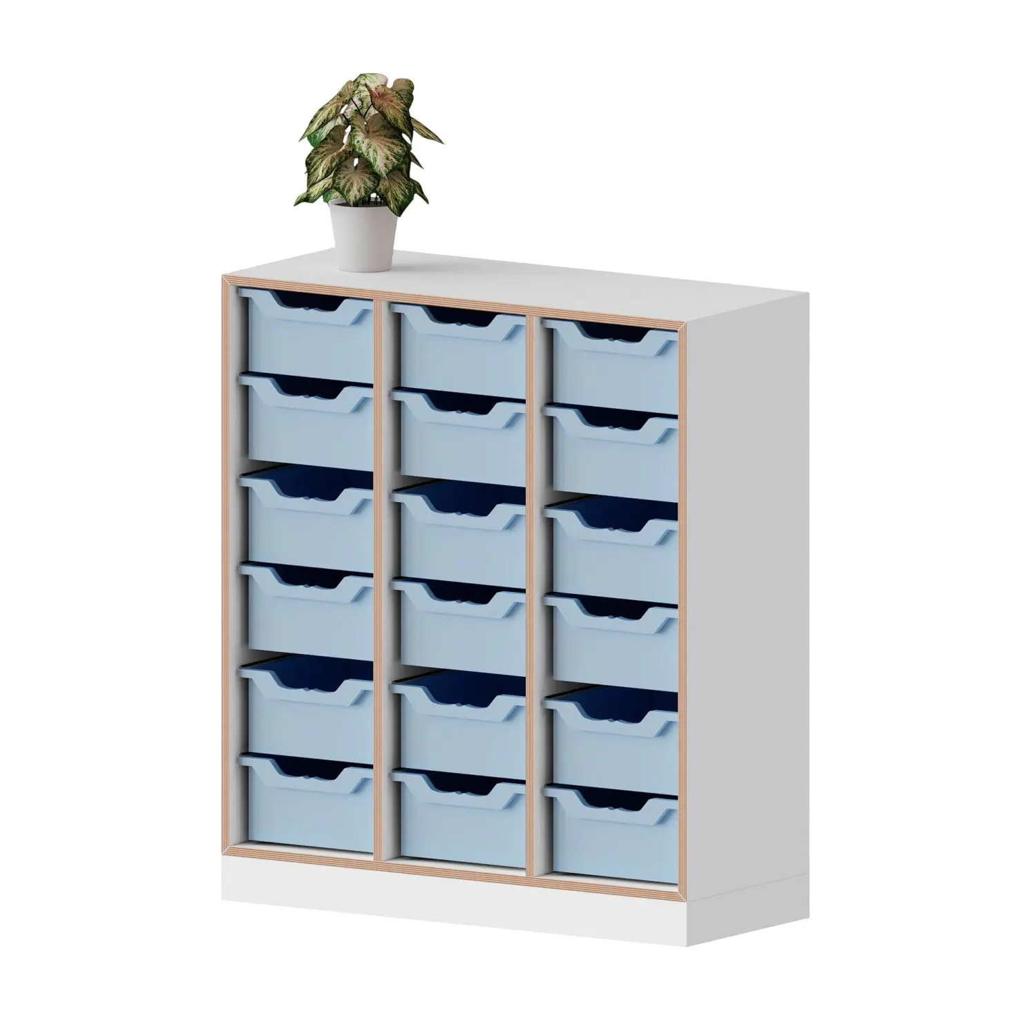 qickly® Regal, 3 OH, 18 große Ergo Tray Boxen, B/H/T: 104,2x110,5x42,6 cm aus der Kategorie Regale Schnelllieferprogramm