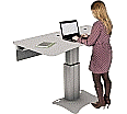 Bürotisch, 160x90 cm (B/T), elektrisch höhenverstellbar mit Fronblende, fahrbar aus der Kategorie Schreibtische und Zubehör