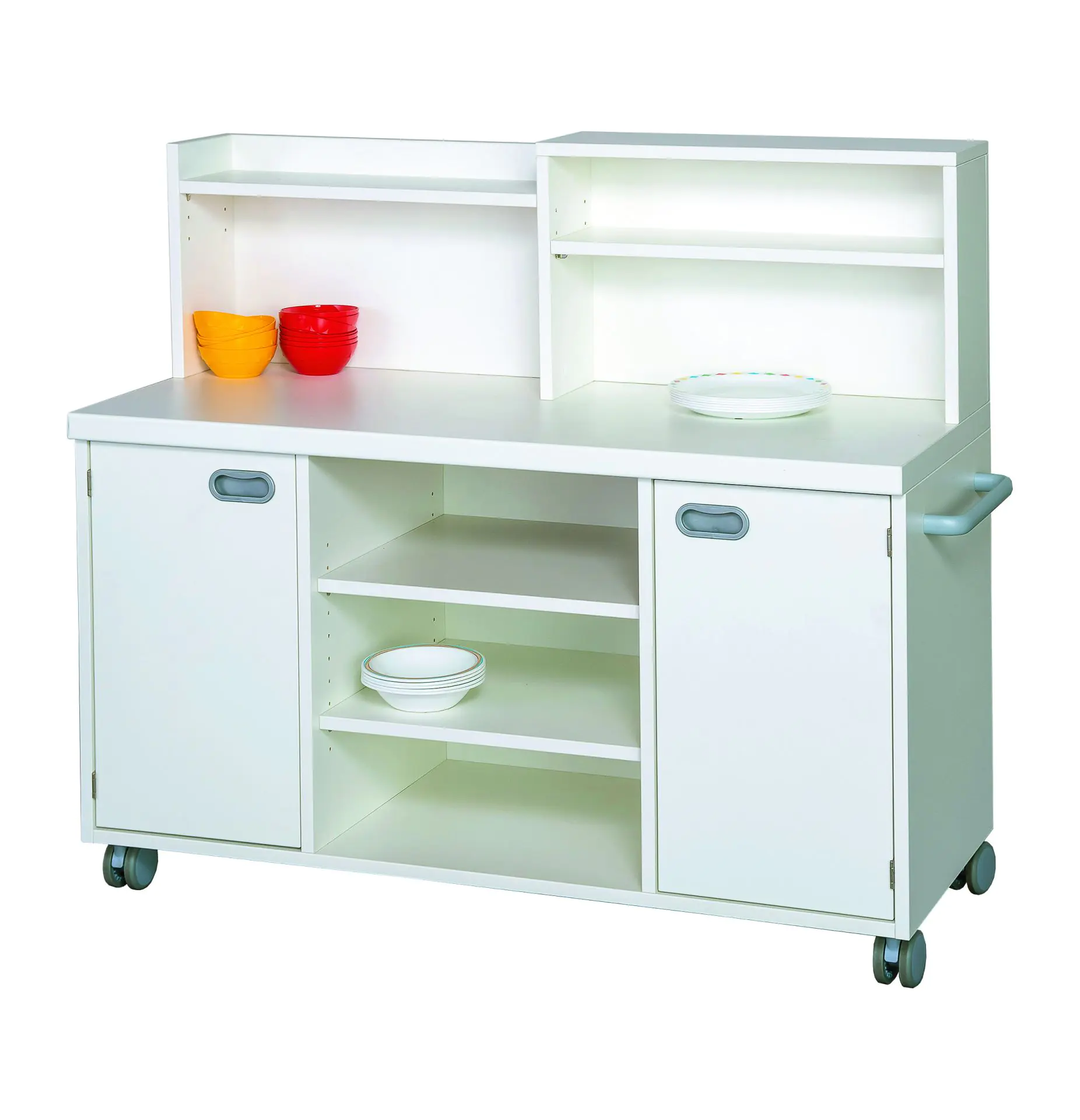 Servierwagen mit robuster Arbeitsplatte, B/H/T 120 x 107 x 52 cm, auf Rollen aus der Kategorie Transportwagen