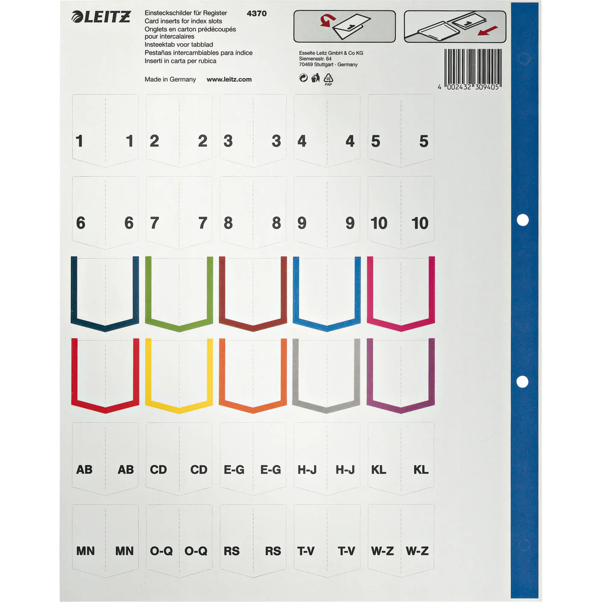 Leitz Register blanko DIN A4 20teilig PP gr aus der Kategorie Register