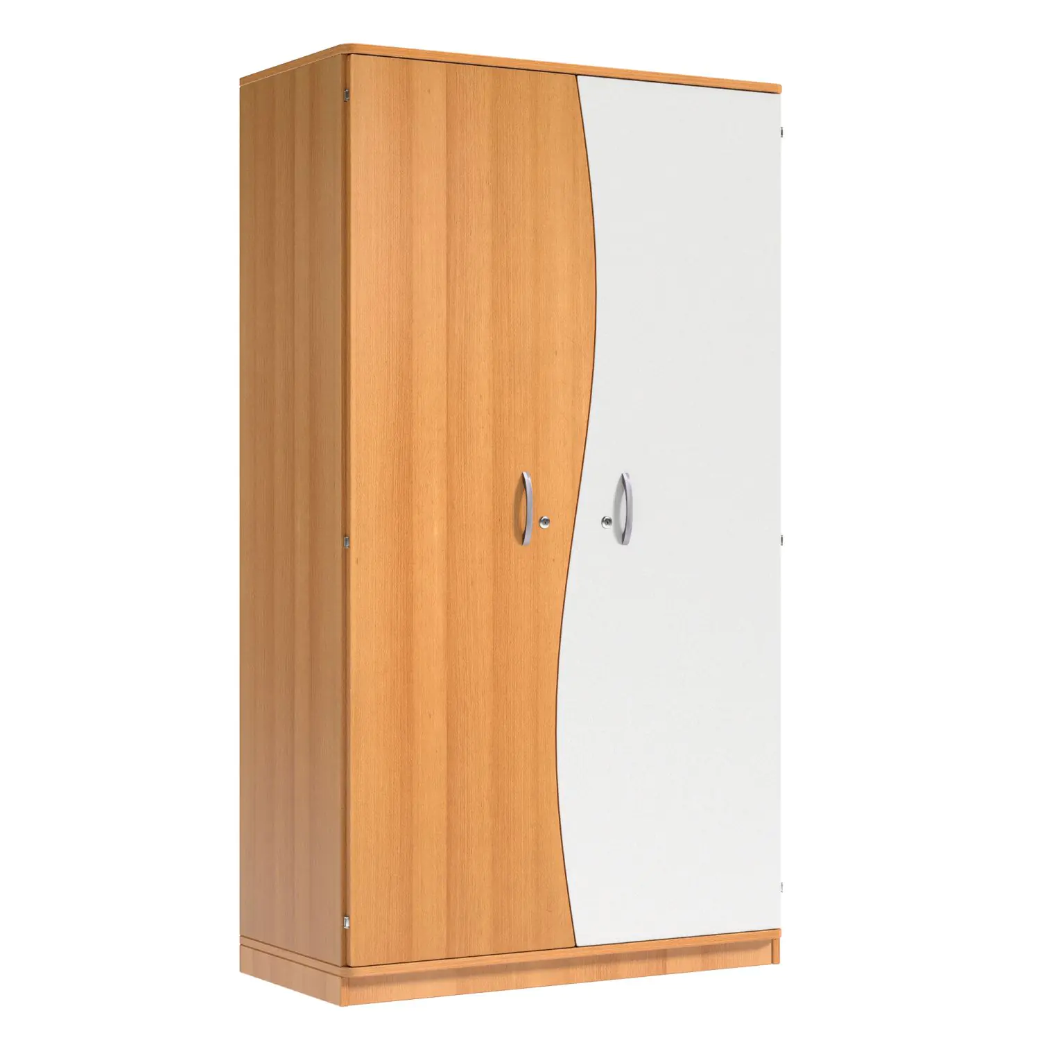 Wellentürenschrank, 190 cm hoch, 105x50 cm (B/T), Tür rechts grau, aus der Kategorie Schränke mit Dreh-Türen und Schüben