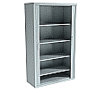 Stahl-Rollladen-Schrank, 199 cm hoch, 100x44 cm (BxT), 4 Böden, aus der Kategorie Stahl-Schränke mit Rollo-Türen