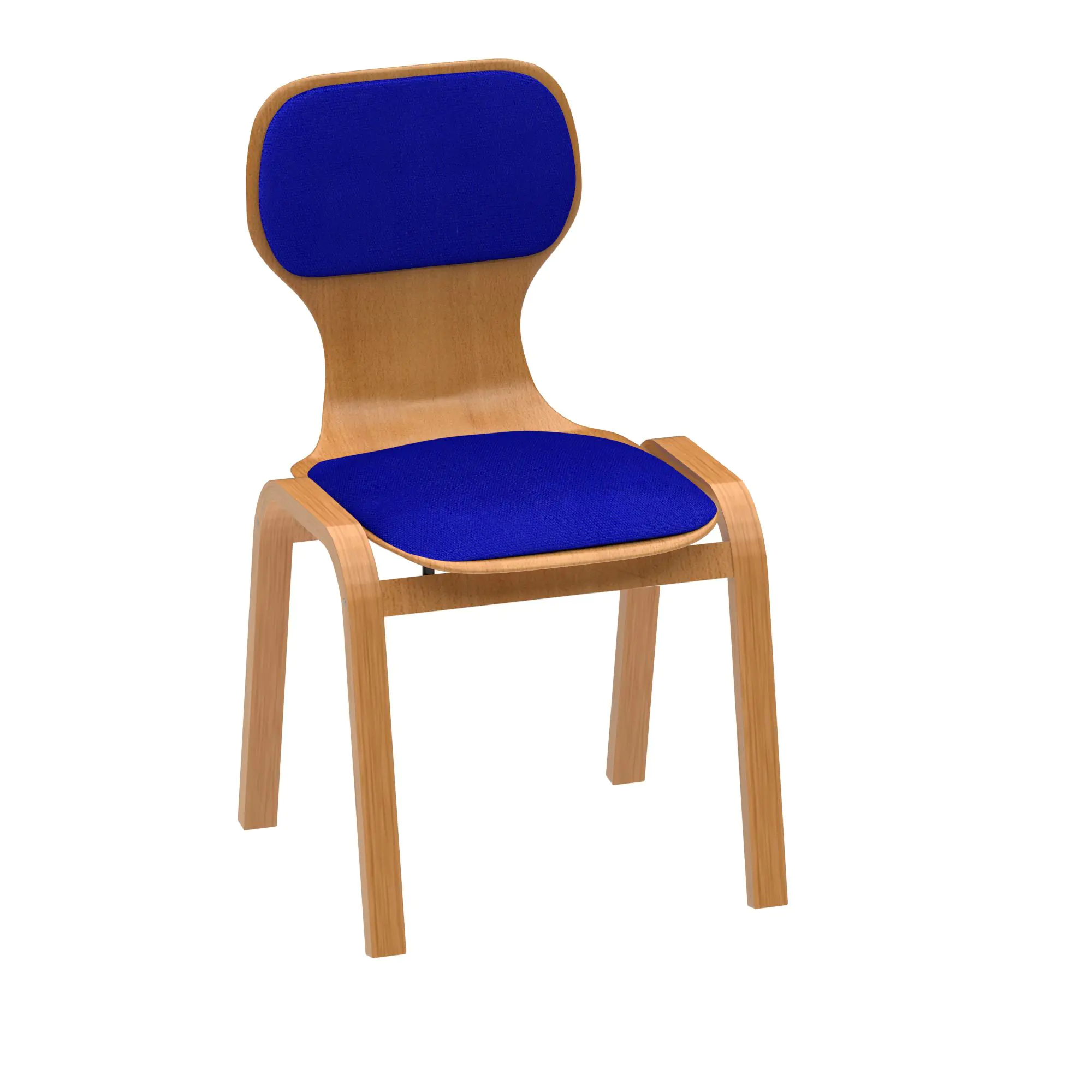 Holz-Polsterstuhl ohne Armlehne, mit Sitz- und Rückenpolster, aus der Kategorie Gestell Holz - Schale Holz