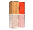 Wellentüren-Aufsatzschrank, 91 cm hoch, 105x50 cm (B/T), Tür rechts rot,