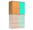 Wellentüren-Aufsatzschrank, 91 cm hoch, 105x50 cm (B/T), Tür rechts aquagrün,