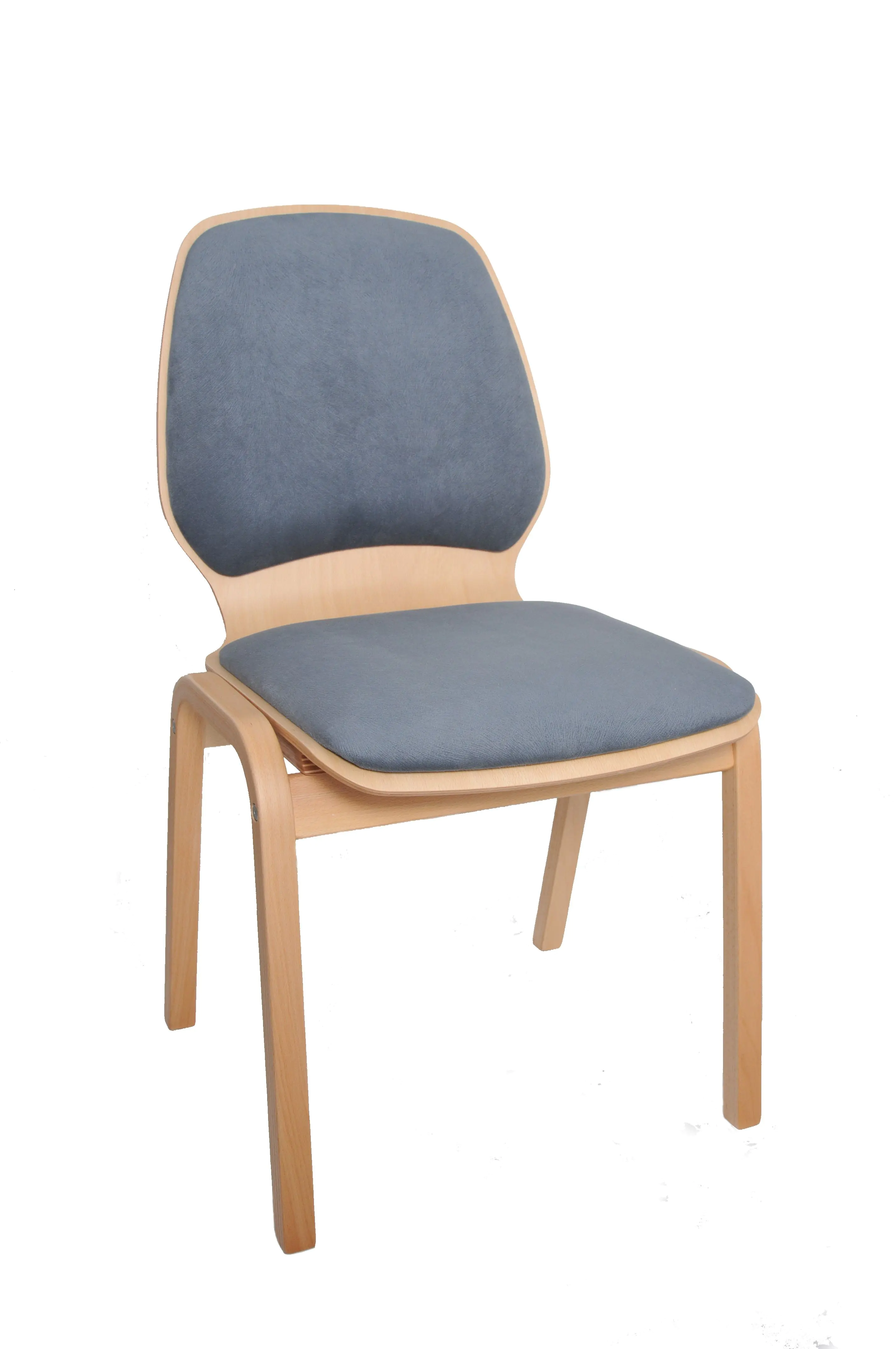 Holz-Polsterstuhl ohne Armlehne, mit Sitz- und Rückenpolster, aus der Kategorie Gestell Holz - Schale Holz