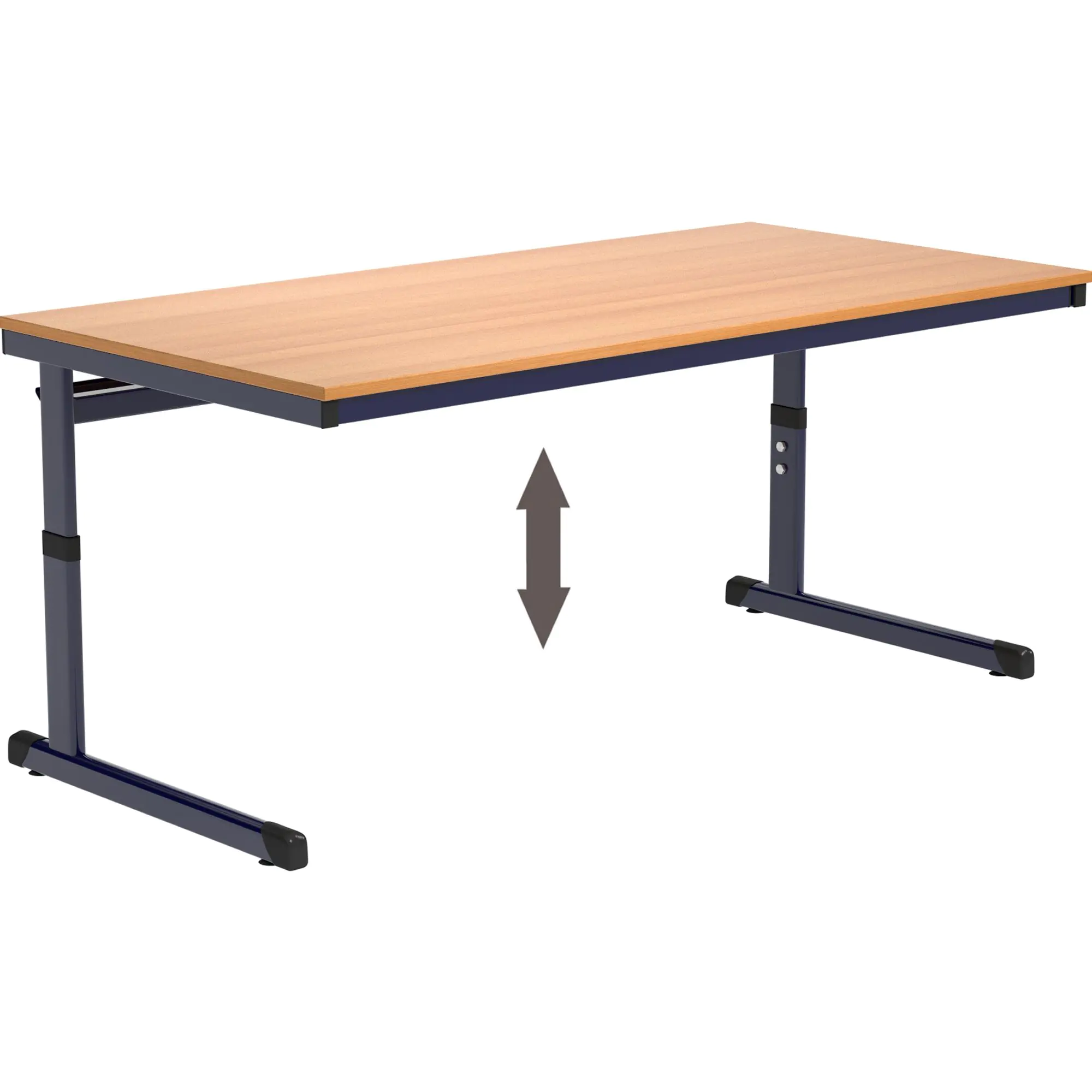 EDV-Tisch Kufenform, 160x80 cm (B/T), höhenverstellbar, offener Blechkabelkanal