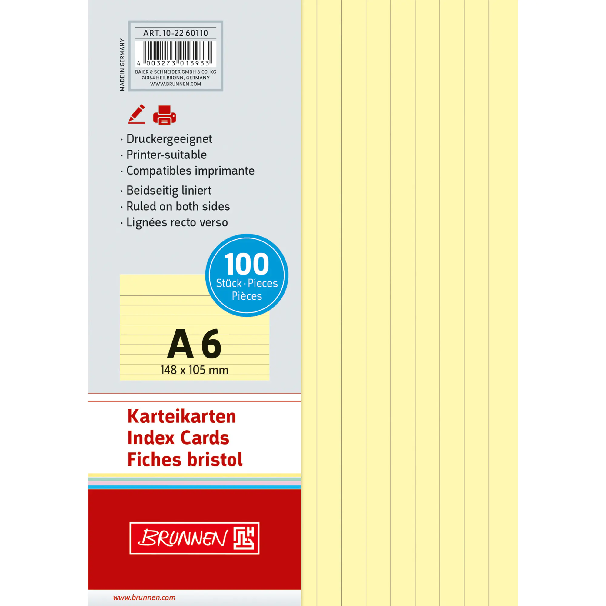 Brunnen Karteikarte DIN A6 lin. ge 100 St. aus der Kategorie Karteiablage