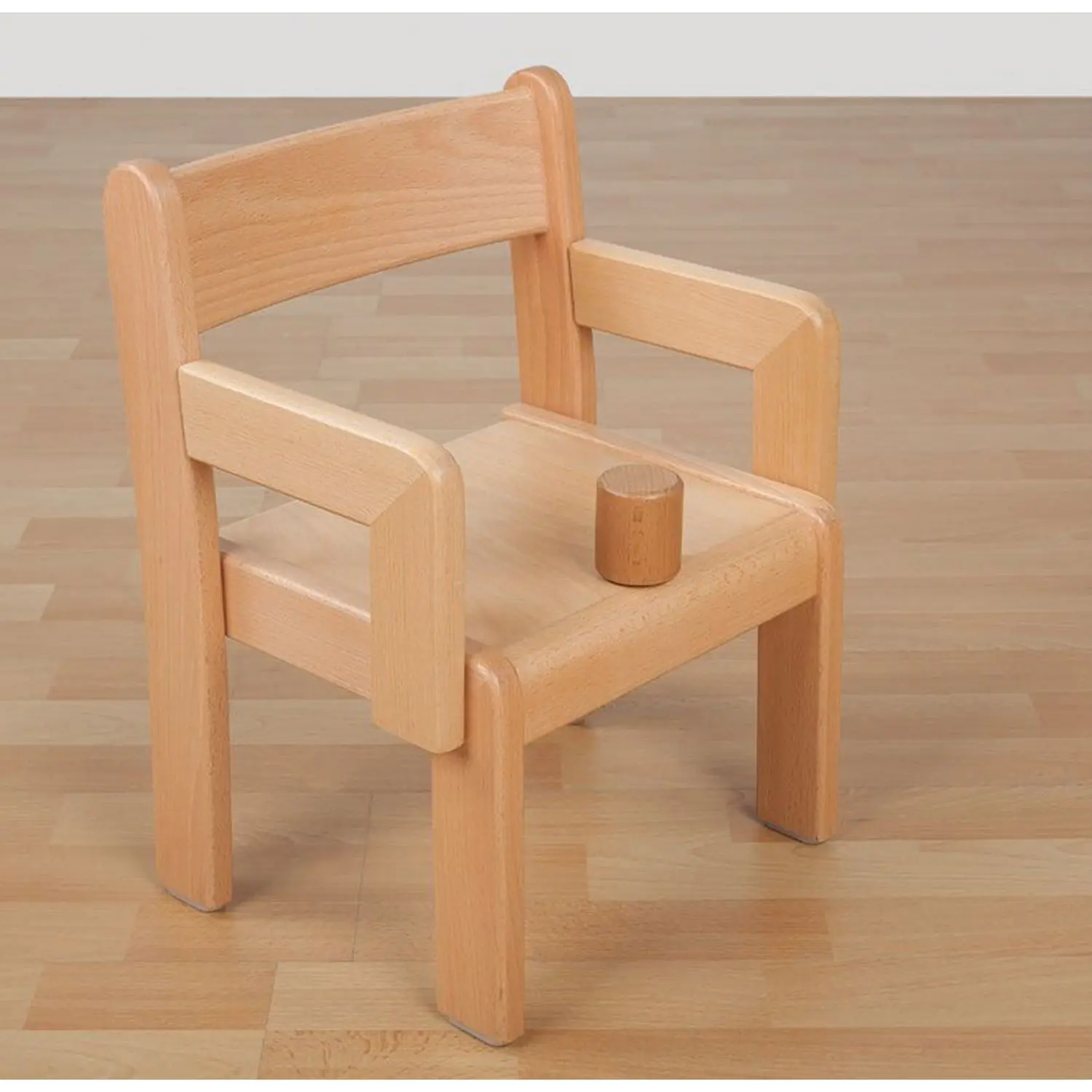 Massivholzkinderstuhl mit Armlehnen und Sitzpoller als Rutschstopp, Buche massiv aus der Kategorie Kinderstühle