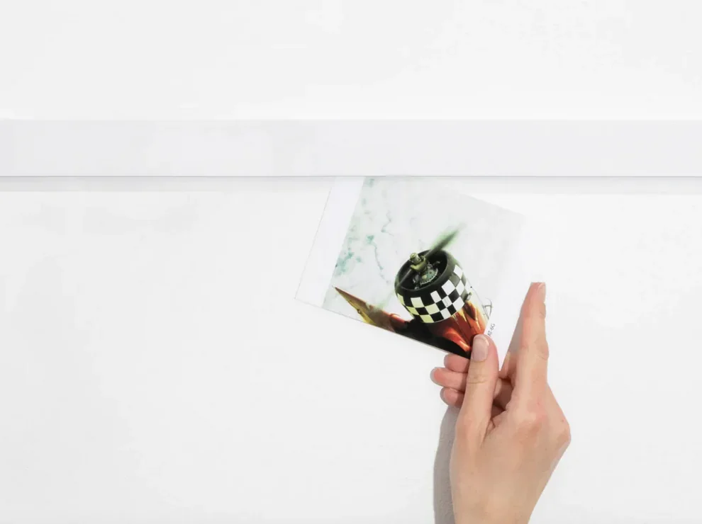 Bilderklemmleiste (Alu) weiß 100 cm lang, Breite 5 cm aus der Kategorie Bilderklemmleisten