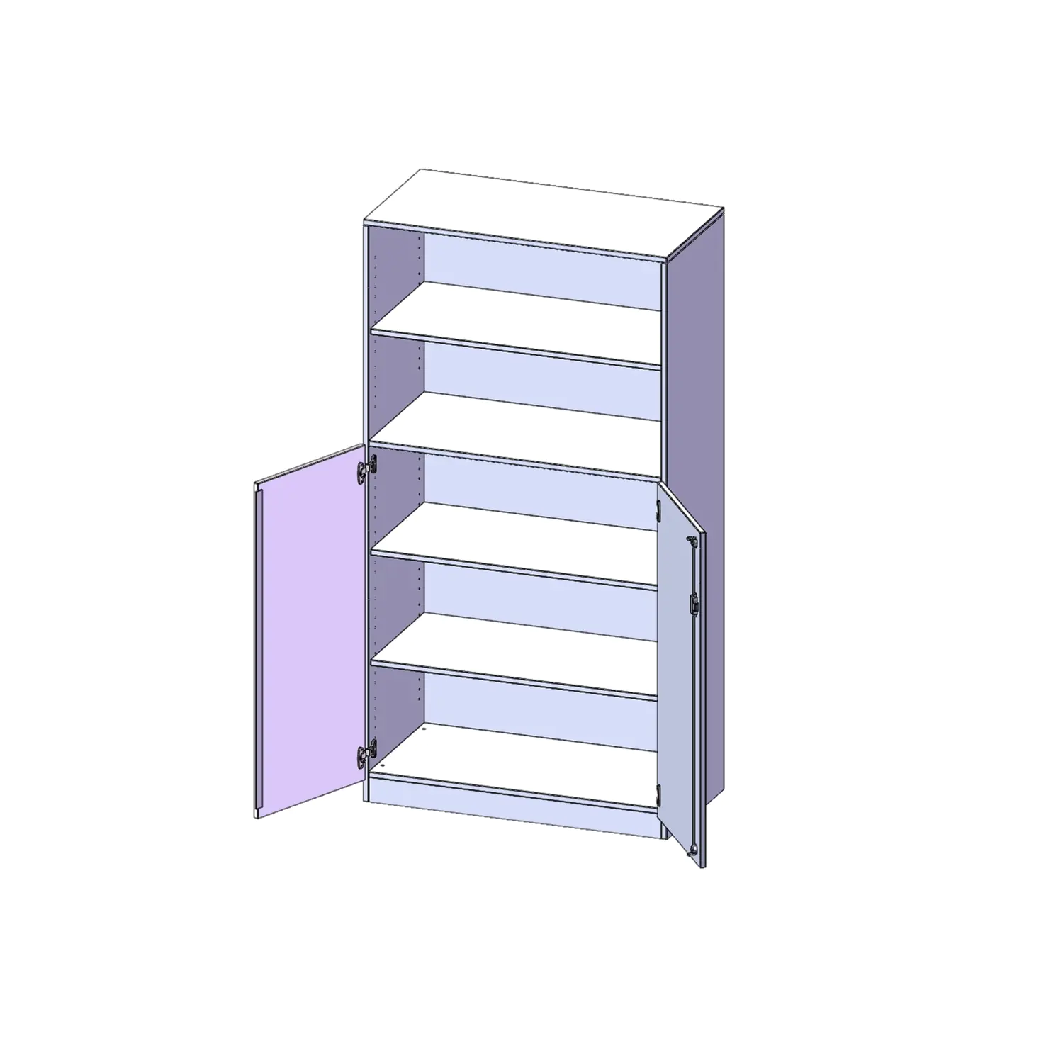 Schrank, 5 OH, Türen unten (3OH), oben 2 offene Fächer 2 Türen, abschließbar, B/H/T 100x190x60cm aus der Kategorie Klassen & Schulschränke