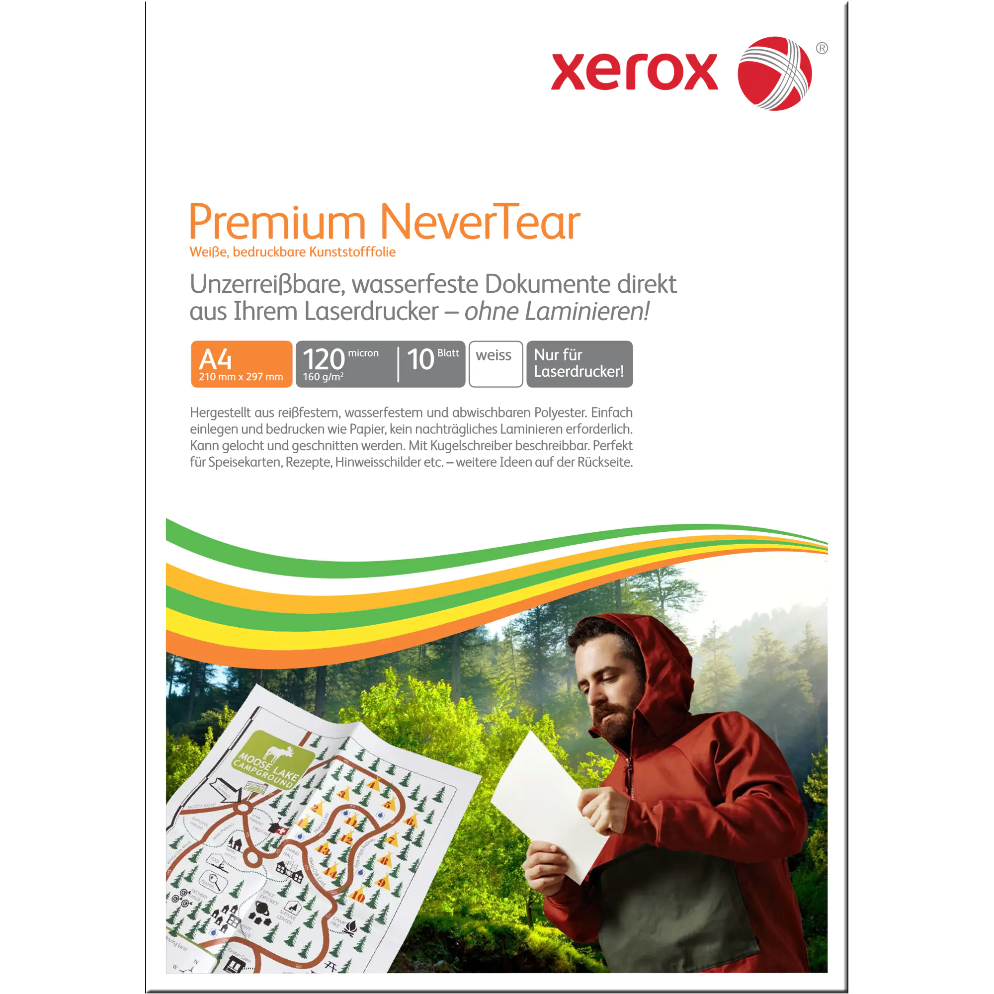 Xerox Synthetikpapier NeverTear A4 120mic ws 10Bl. aus der Kategorie Präsentationsfolien
