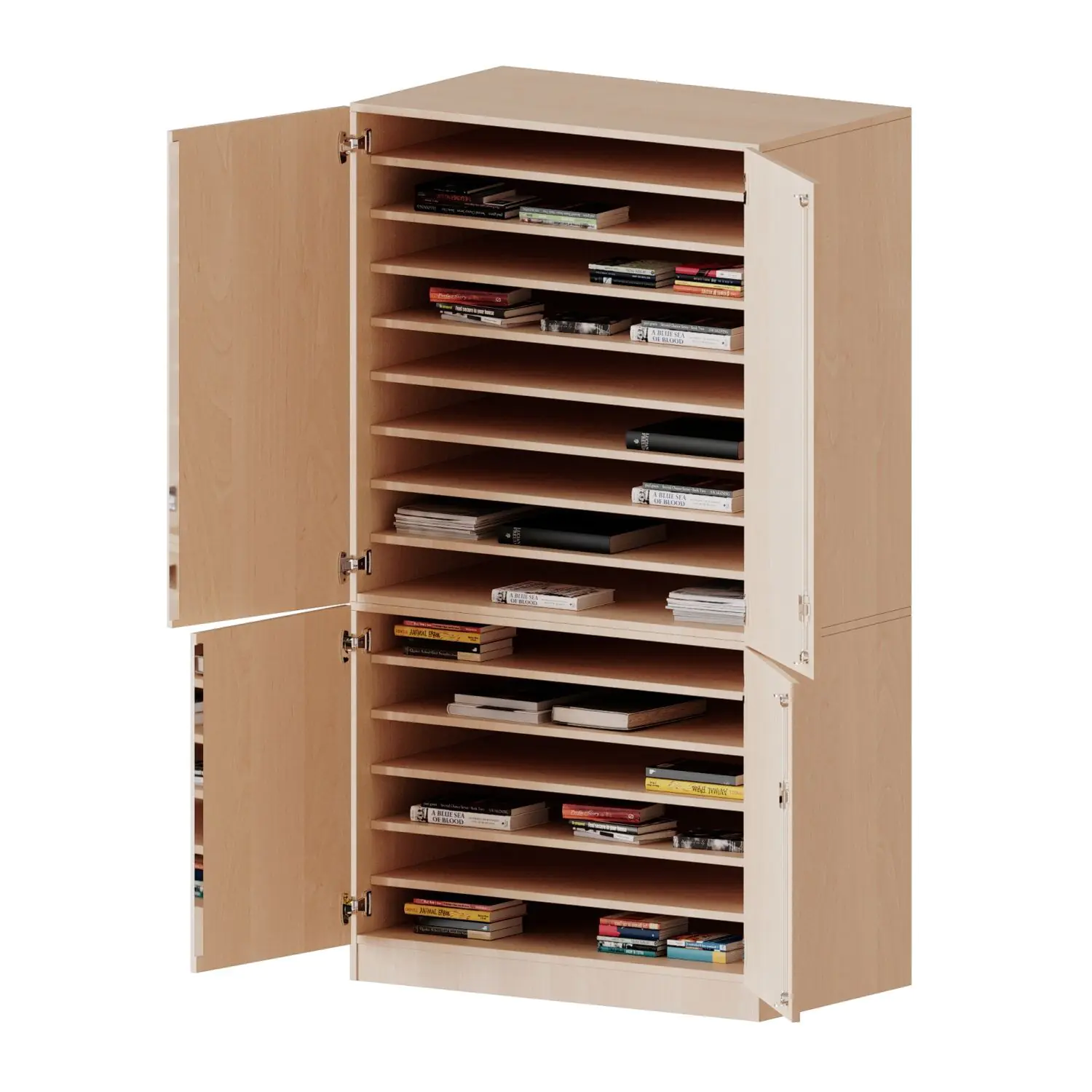 Bastelschrank, 5 OH, 4-türiger Schrank, zweiteilig, B/H/T 104,5x190x60cm aus der Kategorie Papierschränke