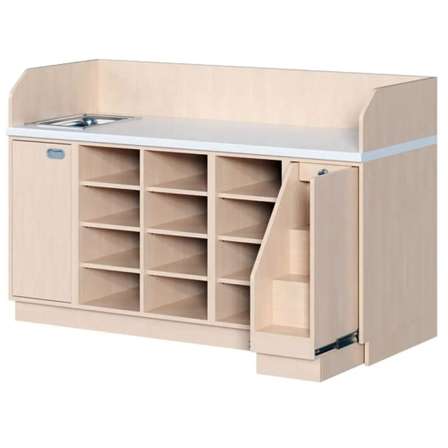 Wickelkommoden mit ausziehbarer Treppe rechts, Regal mit 9 EB aus der Kategorie Wickeltische