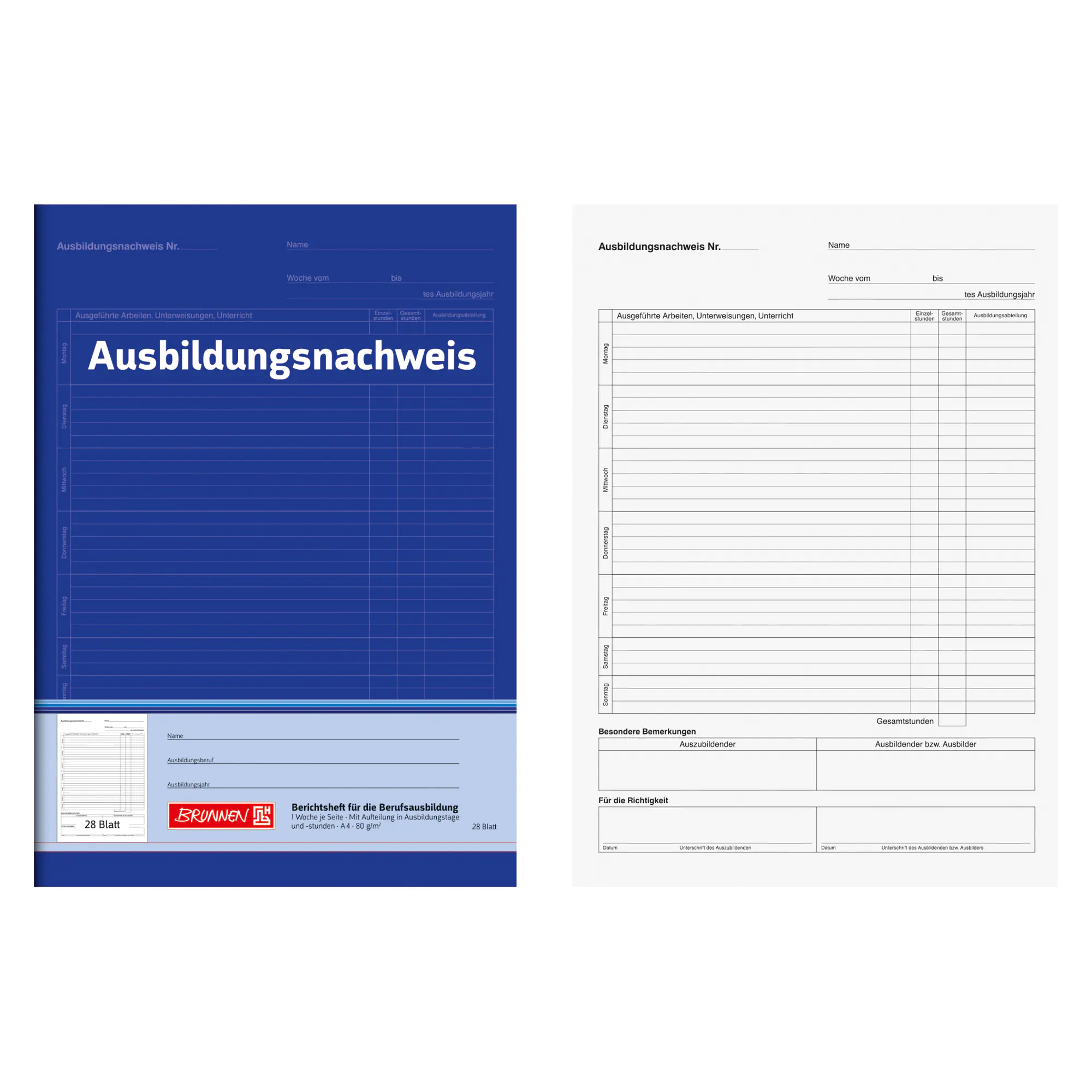 Brunnen Ausbildungsnachweis DIN A4 aus der Kategorie  Formulare & Verträge