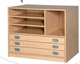 Papierschrank 102 cm breit mit 3 Auszügen, B/H/T: 102 x 80 x 60 cm aus der Kategorie Bastel- + Papieraufbewahrungsschränke