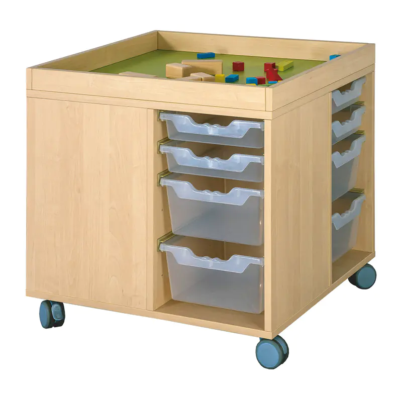 Bau- und Spielinsel, mit 8 flachen und 8 hohen ErgoTray-Boxen,  B/H/T: 75 x 72 x 75 cm aus der Kategorie Kreativ + Spiel