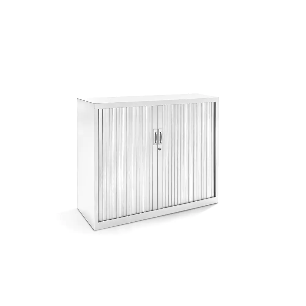 Stahl-Rollladen-Schrank, 105 cm hoch, 120x44 cm (B/T), aus der Kategorie Stahl-Schränke mit Rollo-Türen