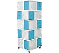 Bücherturm, 195 cm hoch,  75x75 cm (B/T), 5 Ebenen, 20 Fächer, 2 farbig