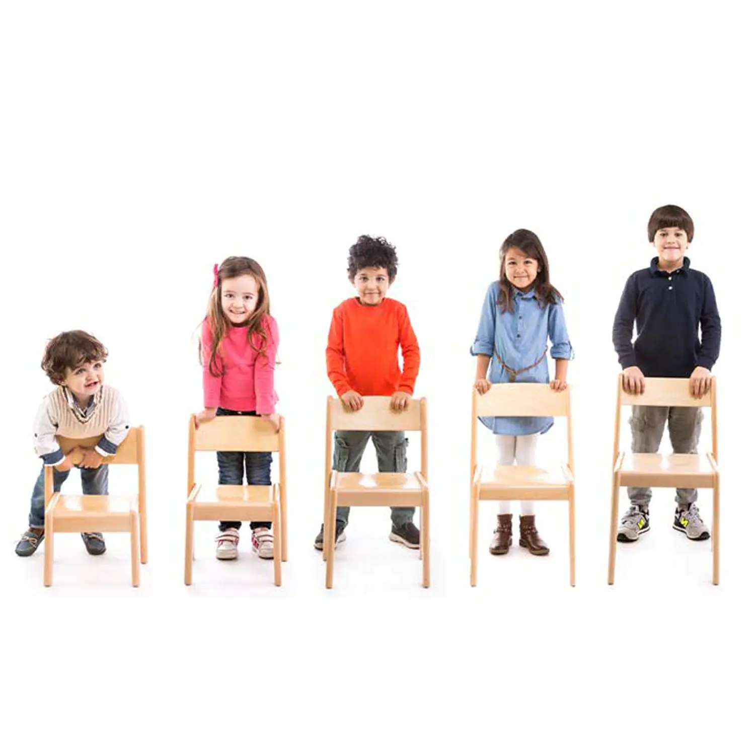 Massivholzkinderstuhl, Buche massiv, stapelbar, Kunststoffgleiter aus der Kategorie Kinderstühle