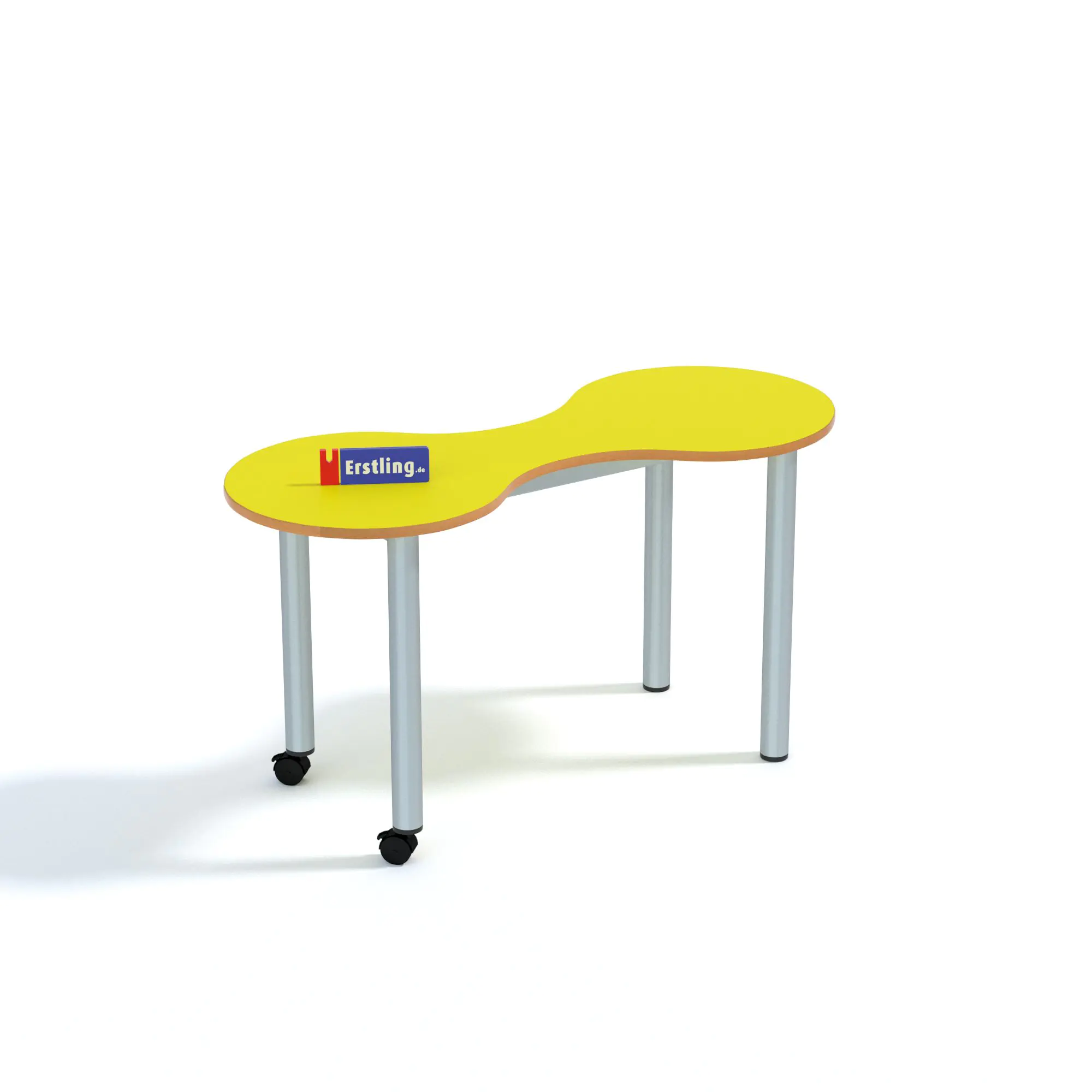 Kleeblatt 2er Tisch, 118x49 cm (B/T), Höhe wählbar, fahrbar, aus der Kategorie Kleeblatttische