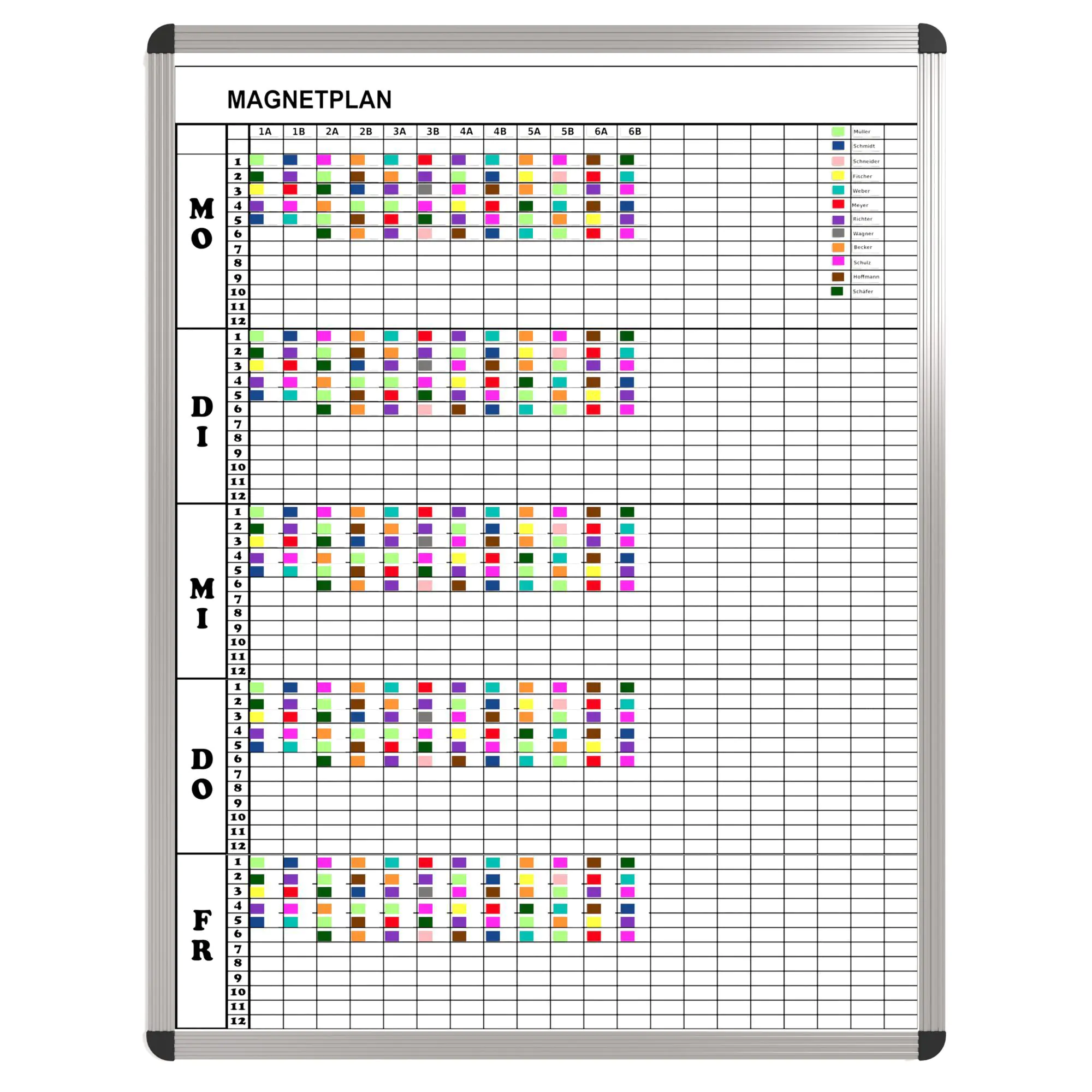Klassen-Plantafel, 12 Stunden Mo-Fr, für 20 Klassen, 123x97 cm, aus der Kategorie Klassenplan-Tafeln 12h
