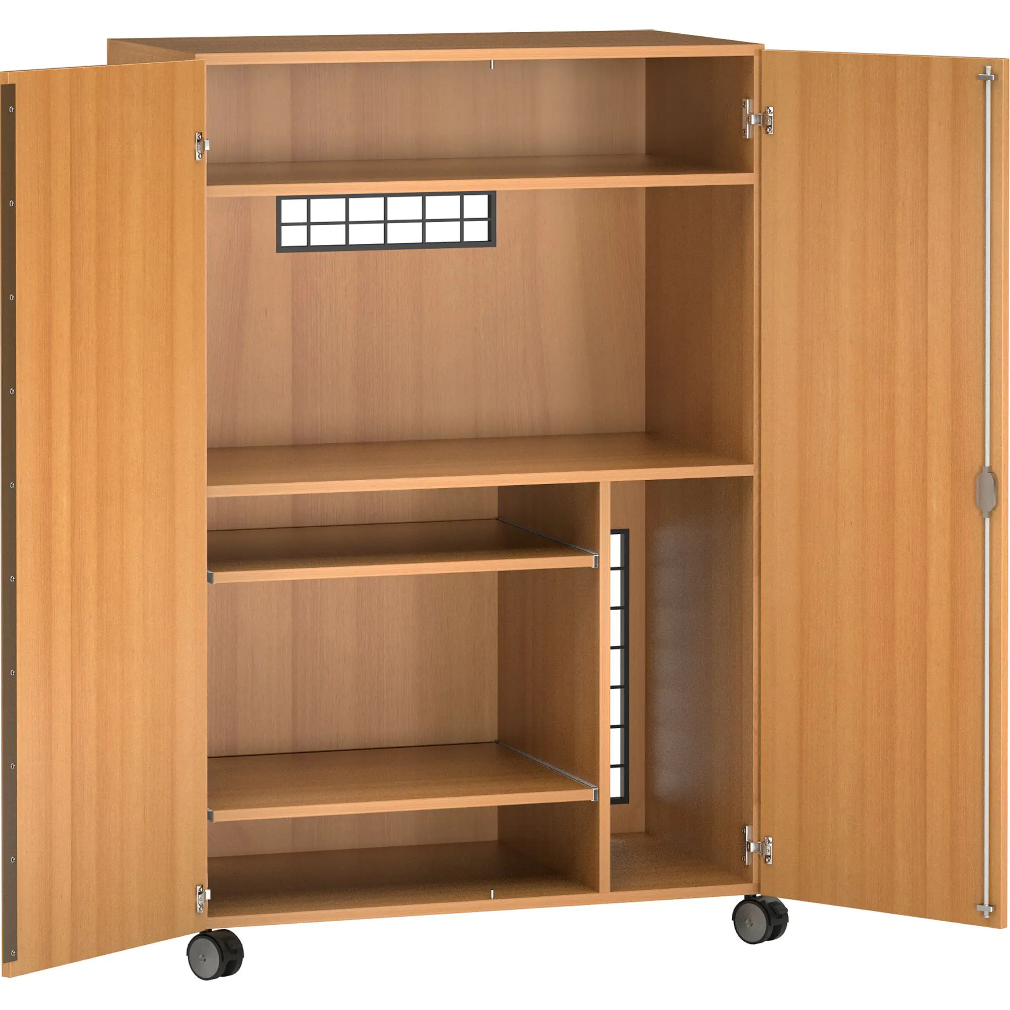 Medienschrank, fahrbar, 150 cm hoch,  96x67 cm (B/T), fahrbar, aus der Kategorie Mobile Arbeitsplätze