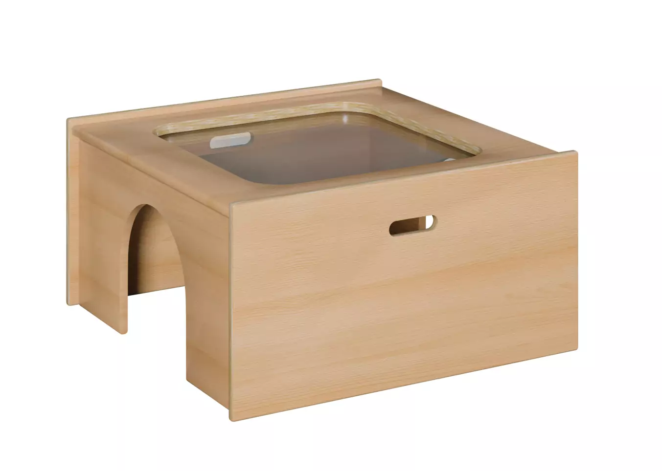 Tretford-Podestelemente: Glaspodest als Tunnel, 2 Öffnungen mit Sicherheitsglas aus der Kategorie Spielpodeste