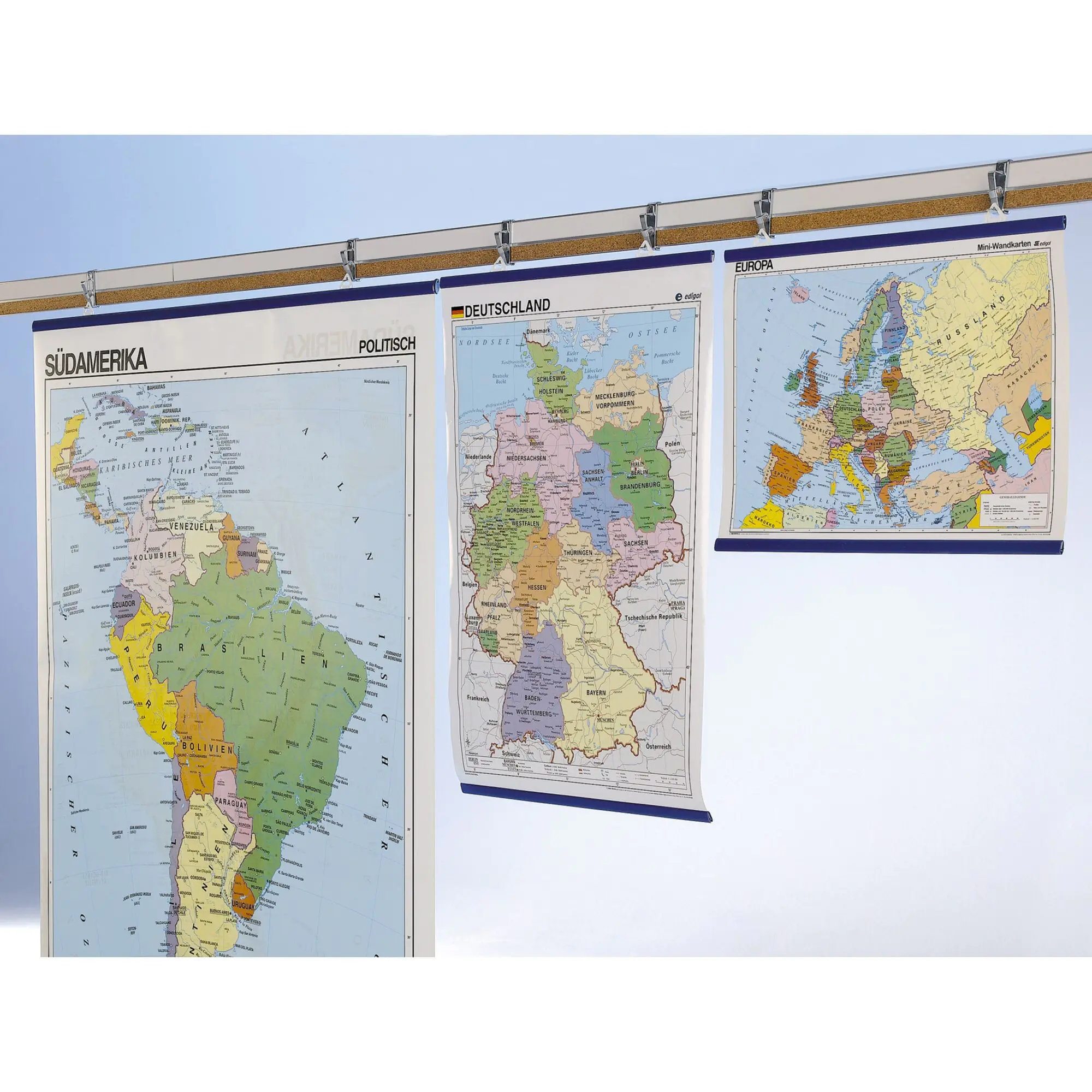 Bilderklemmleiste (Alu) Kork/Stahl weiß, magnetisch, inkl. 6 Rollklemmen, 2,0 Meter, aus der Kategorie Bilderklemmleisten