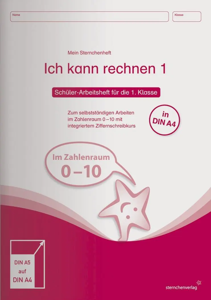 Ich kann rechnen 1  Mein Sternchenheft  für die 1. Klasse in DIN A4 aus der Kategorie Mathematik